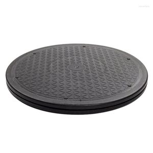 Organização de armazenamento de cozinha Rolamentos de esferas de aço giratórios resistentes de 12 polegadas Suporte para monitor TV Turntable Lazy Susans Black Round