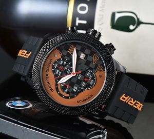 Zegarki na nadgarstki Ferrar dla mężczyzn 2023 Męskie zegarki Wszystkie tarcze Work Kwarc Watch Wysokiej jakości najlepsza luksusowa marka Chronograph Clock Sport Mash