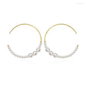 Hoop Earrings 925 Silver Tide Online Celebrity Simple Mix Small Shell Pearl Jewelry Friend Gift