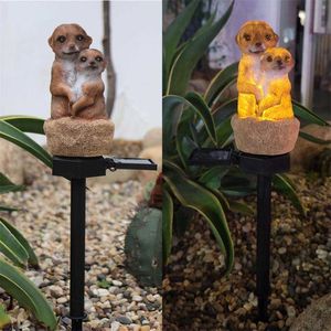 Lawn Lamps Solar Garden Light Resin Meerkat Lawn Lamp LED Waterproof Outdoor Decoration Light For Garden Path Landscape Yard Lighting P230406