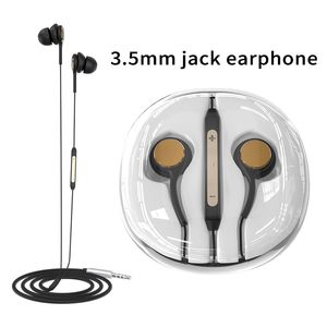 3,5-mm-AUX-Kopfhörer für iPhone 6, Xiaomi A1, Kopfhörer, Klinkenstecker, verkabelt mit Mikrofon-Lautstärkeregler mit Kristallbox