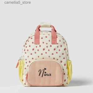 Backpacks Embroidery Name Strawbreey Girls School Backpack Schoolbag Laptop Bookbag Insulated Lunch Tote Bag Purse Teens Boys Kids Q231108