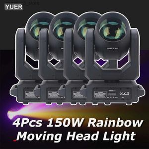 移動ヘッドライト4PCS/ロット新しいLED移動ヘッドライト150Wビーム+スポット+18回転プリズム+レインボーエフェクトDJ DMXステージライトエフェクトライトディスコDJバーQ231107