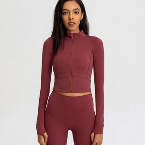 Yoga designer als yoga jaquetas femininas casaco terno apertado secagem rápida manga longa superior zíper cardigan correndo marca de luxo popular