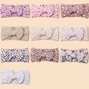 Haaraccessoires 2023 Bloemenprint Baby Knoop Boog Hoofdband Zacht Nylon Tulband Headwrap Kinderen Meisjes Hoofddeksels