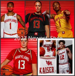 Mady Traore 2023 Uniform Maryland Basketball-Trikot, individuell genähte Herren-Jugend 22 J.Geronimo 12 Jamie Kaiser Jr. 4 Braden Pierce Maryland Terrapins-Trikots