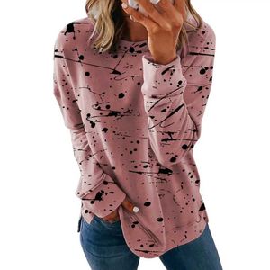 Kvinnors t-shirt Jocoo Jolee Fashion Tie Dye Print Loose T Shirt Spring Long Sleeve O Neck Overdimased Topps Casual Overdized Tee Shirt Streetwear