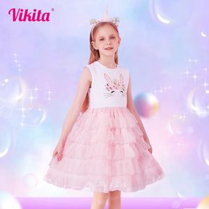 Vestidos de menina Vikita Kids Tutu Dress for Girls Criandlers Summer Summer Mleesess Princess Dresses Girl Girl Elegant Prom Dress Crianças Roupas 230406