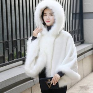 Women's Fur 2023 Design Cape White Cloak Faux Imitation Mink Coat Outerwear Thickening Scarf 5.