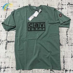 Мужские футболки Мужские Женщины Классическая вышивка коробки Cav Empt Tshirt Streetwear Vintage вымытая карбоновая углеродная темно-зеленая тройка