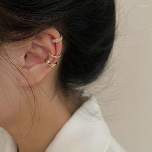 Brincos de costas ifkm delicado zircão fofo clipe feminino fivela orelha manguito sem piercings cartilagem falsa para mulheres 2023 jóias de moda