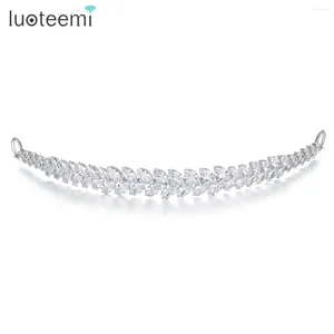 Hair Clips LUOTEEMI Graceful Design Cubic Zirconia Jewelry Leaf Trendy Exquisite Banquet Dress For Women Bridal Wedding Party Gift