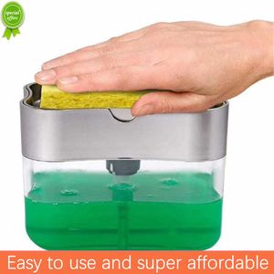 New 2 in 1 sponge box with sponge soap dispenser double layer kitchen plastic soap dispenser sponge scrubber sponge rack