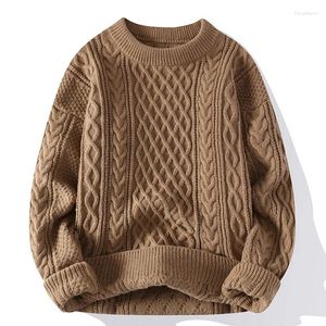 Maglioni da uomo Maglione vintage twist girocollo tinta unita tinta unita pullover lavorato a maglia da uomo allentato retro