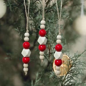 Christmas Decorations Tree Pendant Wooden Beads String Ornaments Living Room Bedroom Crafts