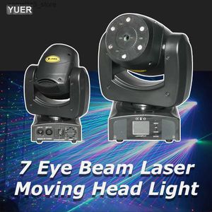 移動ヘッドライトYuer New 7 Eyes RGB Beam DMX512 Pro Stage Home Show DJ Party Bars KTV NightClubs Lighting Q231107の移動ヘッドライト