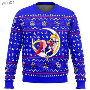 Kadın Sweaters Sailor Guardian Sailor Moon Çirkin Noel Kazak Hediyesi Santa Claus Pullover Erkekler 3D Polar Sweatshirt ve 2023 Sonbahar/Kış TL231107