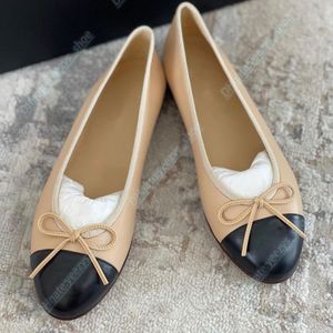 luxury shiny bling black dress shoes designer Casual shoe Cotton ballerinas leather ballet sandal lambskin Round Toe soft sole bow tie Summer slides lady Loafer