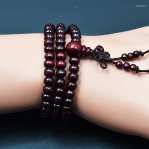 Strand 5pcs/lot Buddha'nın sözlerini satan boncuklar bilezikler ahşap Budizm Bangles İnanç Mücevherleri Kadınlar Kadın Hediye Kırmızı Sandal Ağaç Bilezik