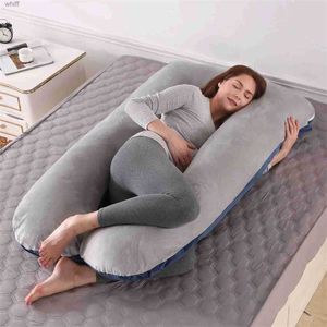 Maternity Pillows 60x115CM Pregnancy Pillow Cotton Full Body U-shaped Maternity Removable Lumbar Pillow Side Sleeper Pregnant Women Bed CushionL231105