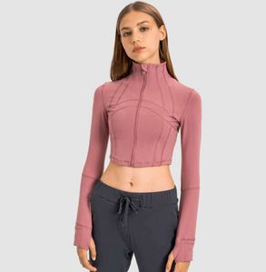 Kvinnor yoga kläder L-08 beskuren träning sportrock fitness jackor snabb torr aktivkläder topp solid zip upp samma modell för internetkändisar