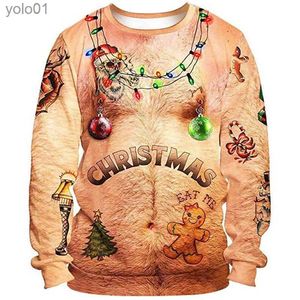 Women's Sweaters Christmas Sweater Novelty Funny Light Up Topless Ugly Christmas Sweater Men and Women 3D Printing Pullover Jumpers Warm SweaterL23