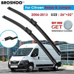 Windshield Wipers Car Wiper Blade For Citroen Relay Jumper 26"+22" 2006-2013 Auto Windscreen Windshield Wiper Blades Window Wash Push Button Arm Q231107