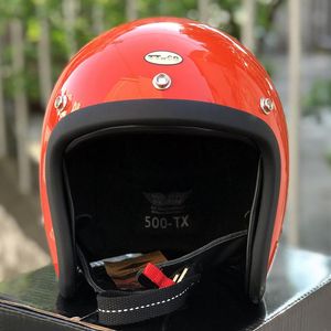 Motorradhelme Retro-Helm mit offenem GesichtCO Casco Moto Japanese 500TX Cafe Racer Vintage-Motorrad-Fiberglas-Leichtgewichtshelm