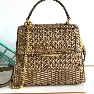 Crochet Handbag Tote Bag Women Shoulder Cross Body Bags Pure Fashion Hasp Handmade Leather Handle Shoulder Strap Gold Buckle Hollow Out Top Quality Lady Clutch