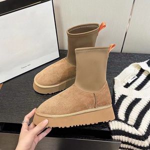 Fluffig designer Tasman tofflor ugglie galoshes märke tofflor plattform tofflor skurar ullskor fårskinn päls real läder vinter tofflor kvinnor ugglie