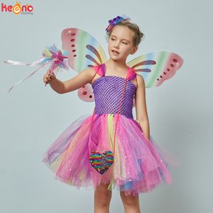 Girl's Dresses Girls Butterfly Fairy Fancy Tutu Dress Wings Costume Kids Princess Birthday Party Halloween Cosplay Kids Spring Tulle Dress 230406