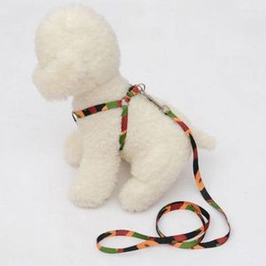 Colarinhos de cachorro colarinho de nylon ajustável e arnês para cães pequenos gatos coloridos tiras tira tiras estampadas corda de tração