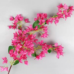 Decorative Flowers 120cm Artificial Silk Bougainvillea Branches Faux Rose Red With Iron Wire Stems For Wedding Decoration