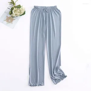 Mulheres sleepwear calças de pijama para mulheres lounge wear modal algodão sleep bottoms primavera outono solto plissado casa calças pantalones de mujer