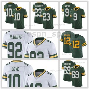 33 Aaron Jones Green Jersey Homens de Futebol Christian Watson Uniformes de Futebol AJ Dillon David Bakhtiari Love Jaire Quay Walker Romeo Doubs Eric Stokes Camisas