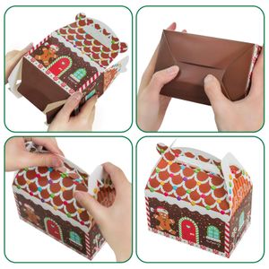 Noel Dekorasyonları Hediye Kutuları Kurabiye Tedavi 3d Xmas House Candboard Gable Şeker Tatil Partisi için Favor Malzemeleri 6x3.5x3.5 OTTL5