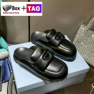 Damen-Sabots-Hausschuhe, Designer-Prad-Slides, weich gepolsterte Plateau-Sandalen aus Nappaleder, Pantoletten, Damen-Schuhe, Brot-Slipper, flache Rutsche, Luxus-Strand