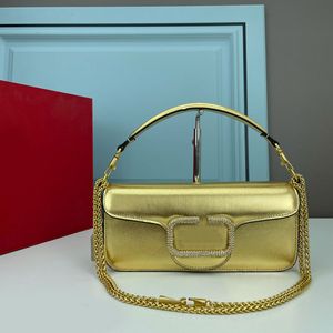 Kristall-Kettentasche, Damen-Umhängetasche, Juwelen-Handtasche, Umhängetasche, Designer-Tasche, Strass-Klappen-Geldbörse, Kalbsleder-Leder-Einkaufstasche, mehrfarbige goldene Hardware