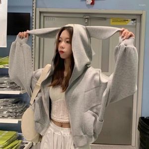 Hoodies femininos roupas de inverno orelha com capuz moletom feminino moda coreana doce simples sólido kawaii casaco topos