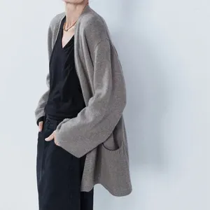 Women's Knits 2023 Autumn And Winter Casual Mid-length Knitted Cardigan Belt Sweater Coat Full Wool Long-sleeved Women