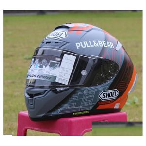 Motorcycle Helmets Shoei X14 Helmet X-Fourteen R1 60Th Anniversary Edition Black Orange Fl Face Racing Casco De Motocicl Drop Delive Dhioq