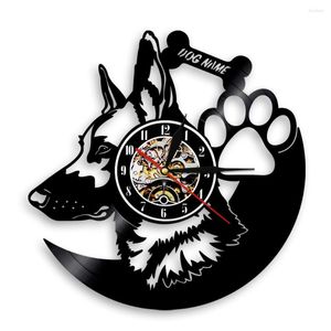 Wall Clocks Animal Custom Dog Name Record Clock 1Piece German Shepherd Loyal Friend Pet Creative Timepiece Art Gift