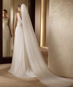 Brautschleier Schleier Lang Weiß/Elfenbein Einfach Schlicht Hochzeit Mit Kamm Kathedrale Für Braut Velo De Novia Zubehör 300cm