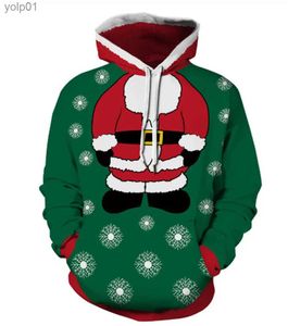 Moletom com capuz masculino 2023 unissex suéter feio de Natal 3D impressão engraçado pulôver de Natal com capuz moletom masculino feminino outono inverno plus size roupasL231107