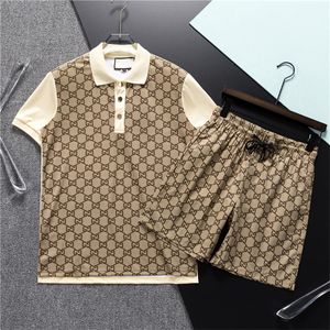 デザイナーの男性トラックスーツファッションデザインTシャツクラシックラティスパンツ2ピースセットショートシャツショーツチェッカーW01