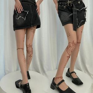 Women Socks Summer Thin Sheer Patterned Stockings For Sweet Sexy Pantyhose High Waist Tights