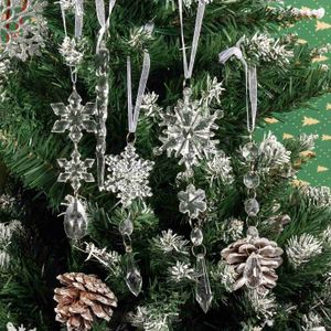Decorações de Natal 10pcs Árvore de Natal Decorativa Pingente de Cristal Acrílico Floco de Neve de Natal Icicle Pingente de Cristal Fontes de Festa de Inverno R231107