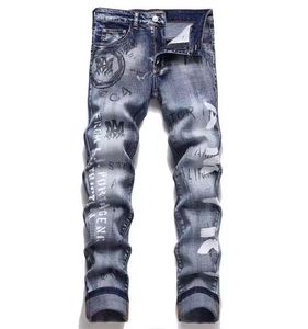 religião galeria dept Men's Jeans European Jean Broken Hombre Letter Star Men Bordado Patchwork Rasgado Para Tendência Marca Motocicleta Pant Mens Skinny 831720604