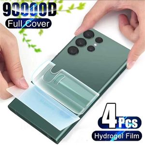 Cell Phone Screen Protectors 4Pcs Hydrogel Film For Samsung S23 S22 S21 Ultra S10 Plus S20 FE Back Screen Protector For Galaxy Note 20 A33 A73 A53 5G A13 4G P230406