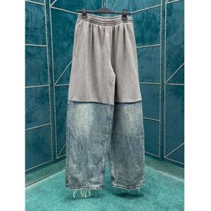 American Hip-Hop Oversize dżinsy B 23 Alen Designer Pants Patchwork Denim Spodnie Męskie spodnie Modne spodnie Modne dżinsy na szerokie nogi